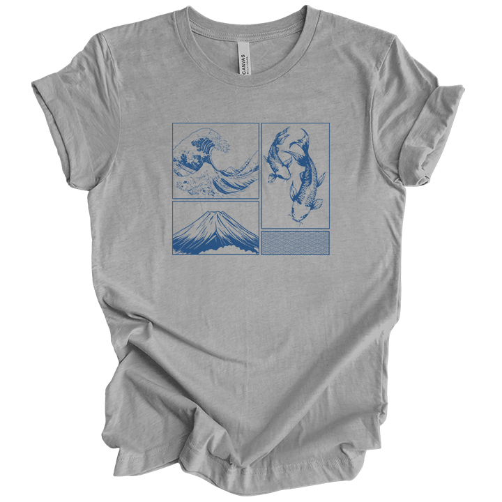 Mix T-shirt – Vague, Carpes Koï & Mont Fuji