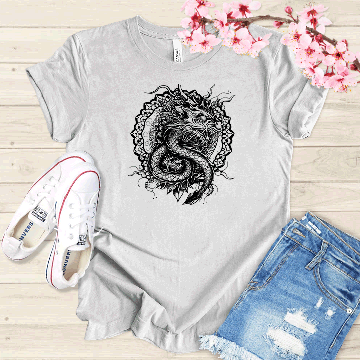 Dragon et mandala T-shirt
