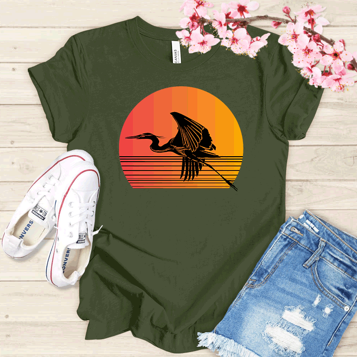 Couché de soleil et Grue T-shirt