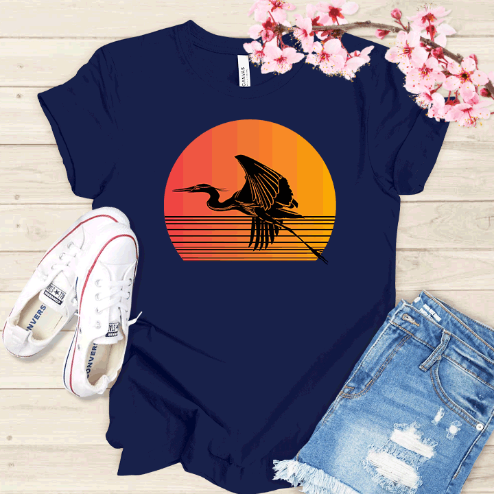 Couché de soleil et Grue T-shirt