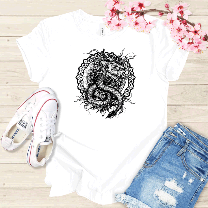 Dragon et mandala T-shirt