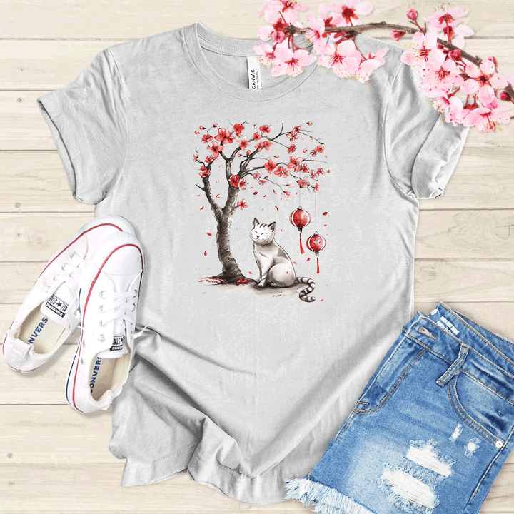 Chat et cerisier T-shirt
