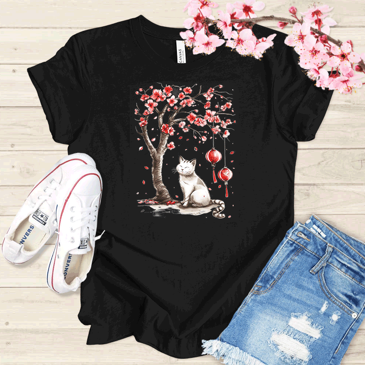 Chat et cerisier T-shirt