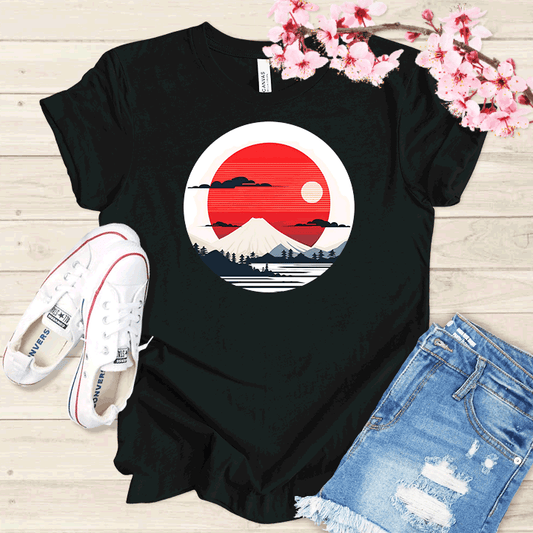 Mont Fuji et lune T-shirt