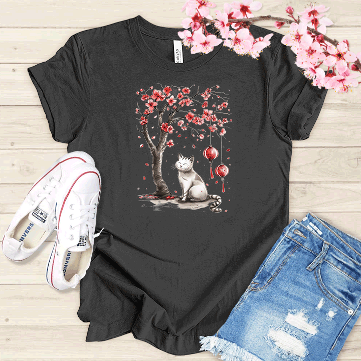 Chat et cerisier T-shirt