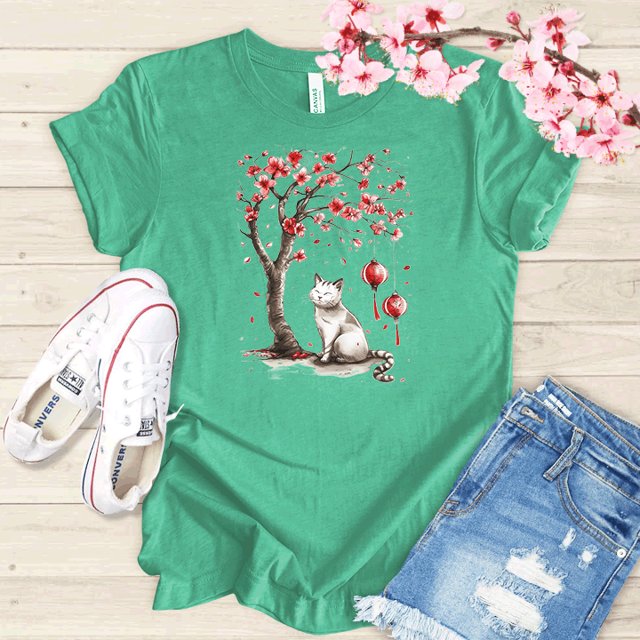 Chat et cerisier T-shirt