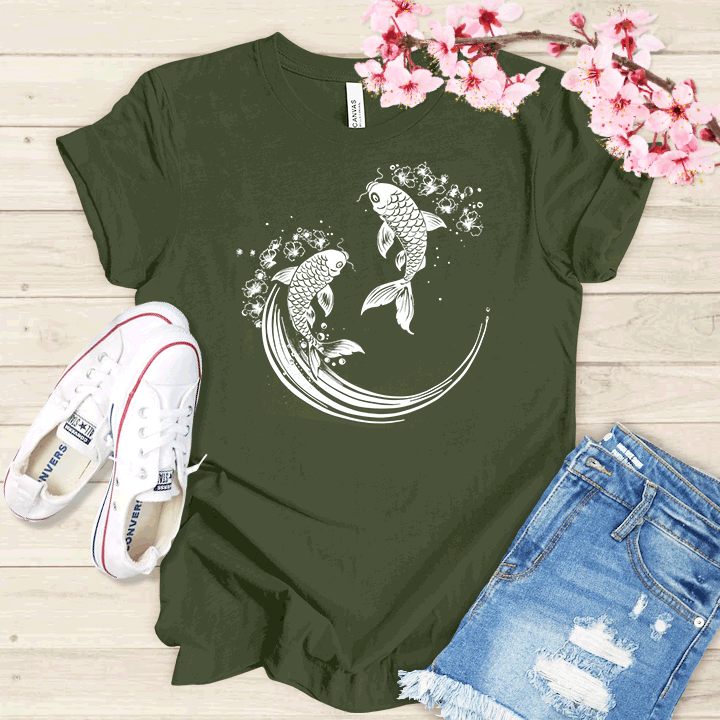 Carpes Koï et vague T-shirt
