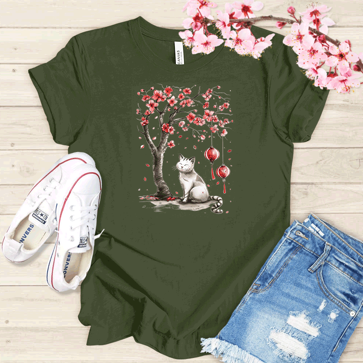 Chat et cerisier T-shirt