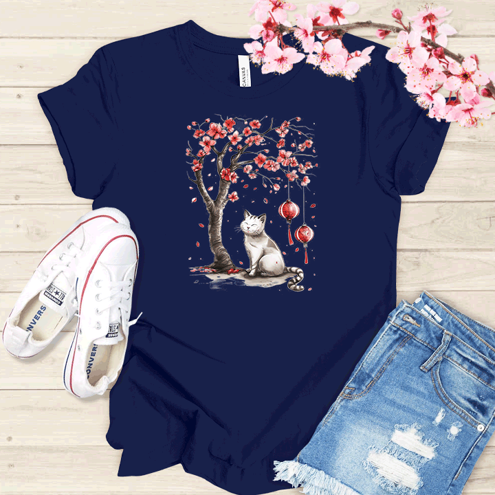 Chat et cerisier T-shirt