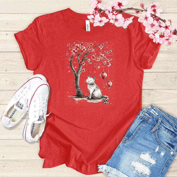 Chat et cerisier T-shirt