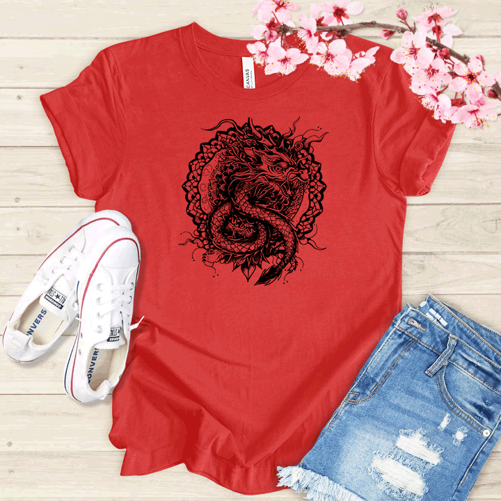 Dragon et mandala T-shirt
