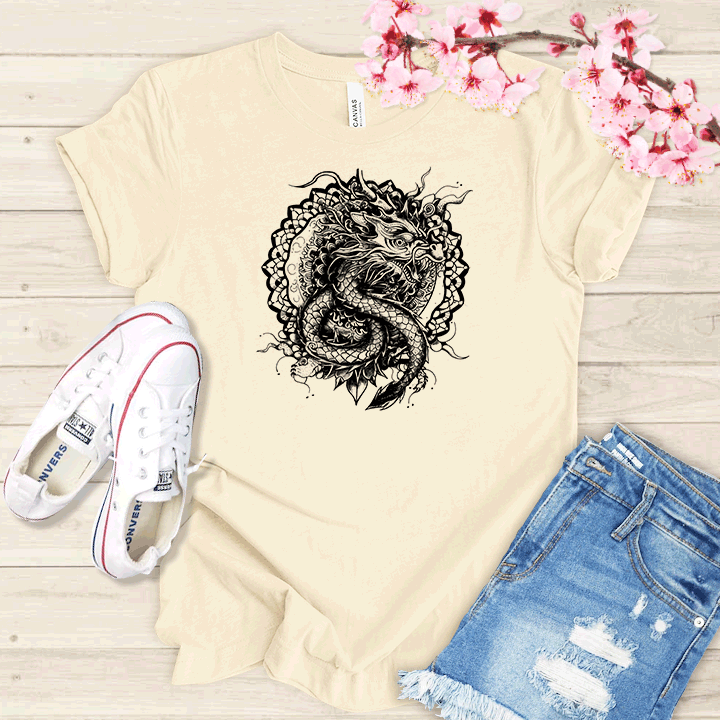 Dragon et mandala T-shirt
