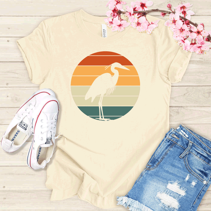 Grue et Couché de soleil T-shirt