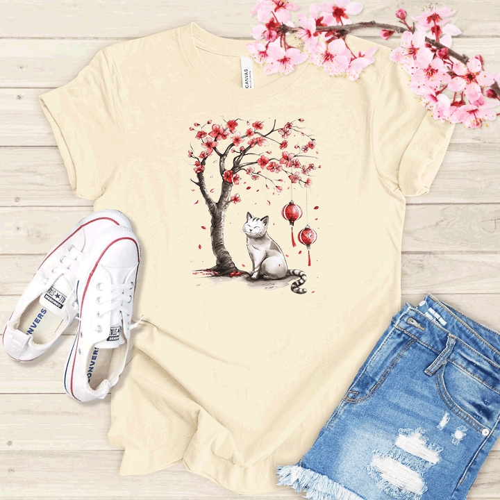 Chat et cerisier T-shirt