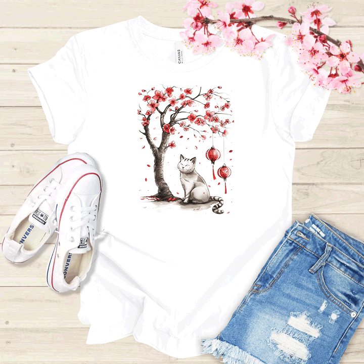 Chat et cerisier T-shirt