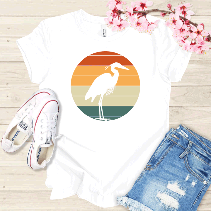Grue et Couché de soleil T-shirt